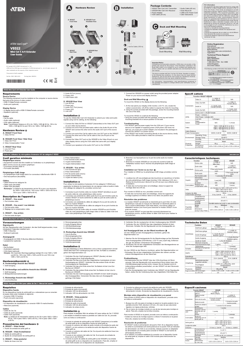 Page n°1 - Manuel utilisateur ATen VE022
