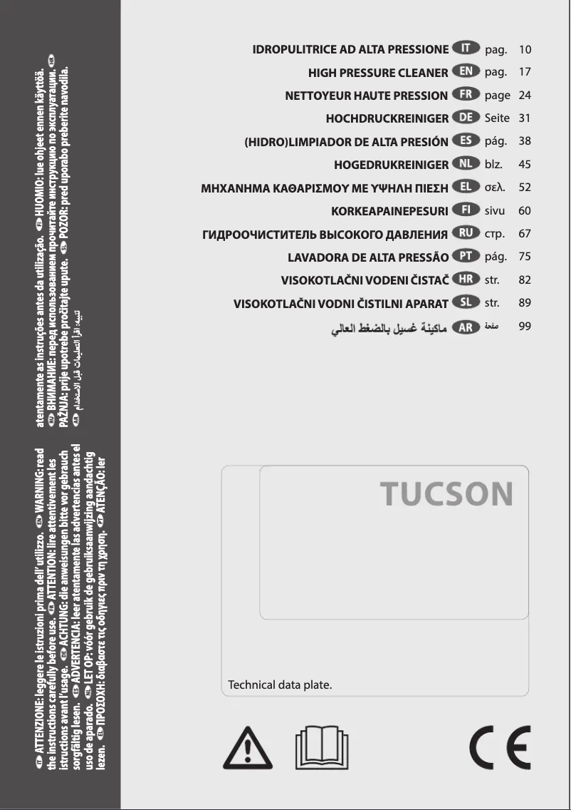 Page 1 de la notice Manuel utilisateur Lavorwash TUCSON1211