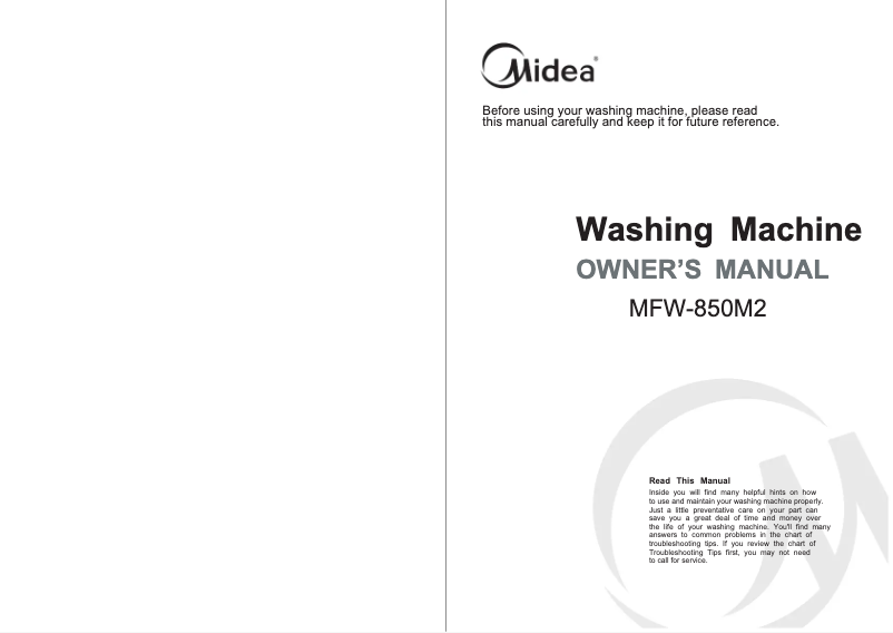 Page 1 de la notice Manuel utilisateur Midea MFW-950MV2