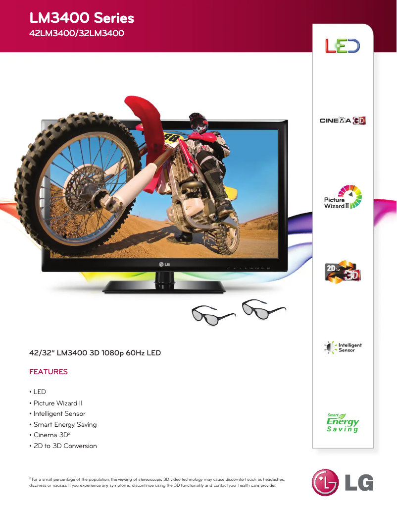 Página 1 del manual Ficha técnica LG 42LM3400