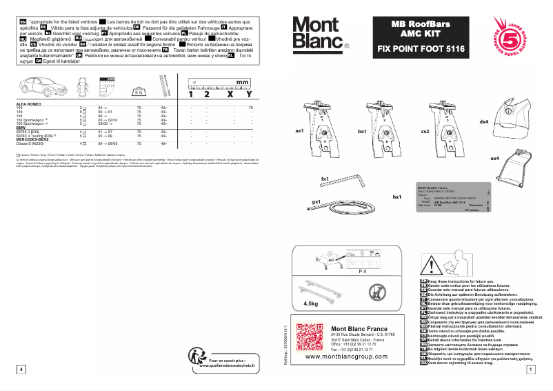Page 1 de la notice Manuel utilisateur Mont Blanc AMC 5116