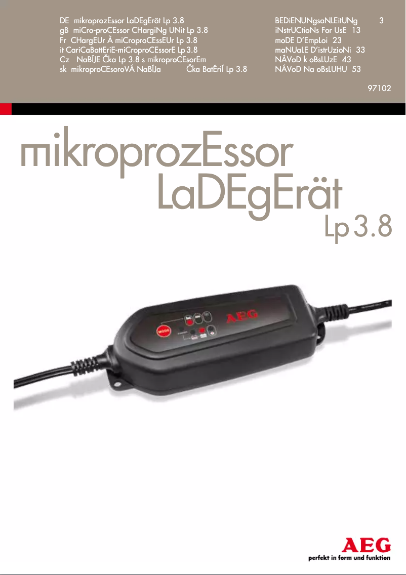 Page n°1 - Manuel utilisateur AEG LP 3.8