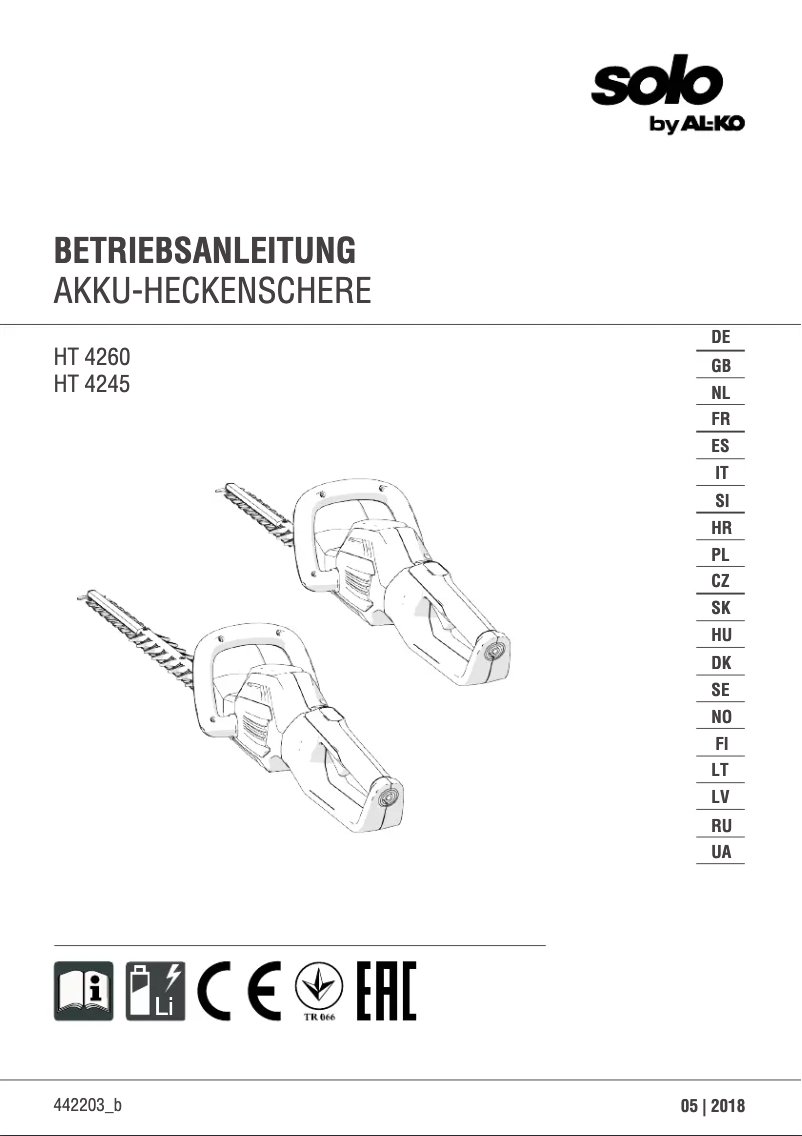 Page n°1 - Manuel utilisateur AL-KO Solo Power Flex HT 4260