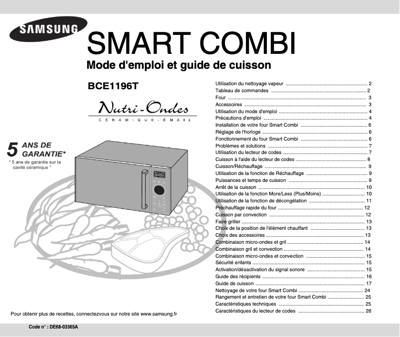 Page n°1 - Manuel utilisateur Samsung BCE1196TB