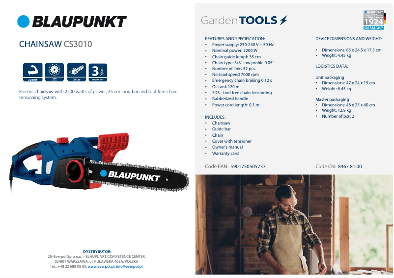 Página 1 del manual Ficha técnica Blaupunkt CS3010