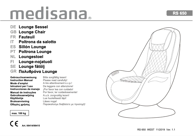 Page 1 de la notice Manuel utilisateur Medisana RS 650