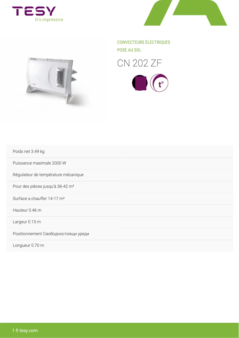 Page 1 de la notice Manuel utilisateur Tesy CN 202 ZF