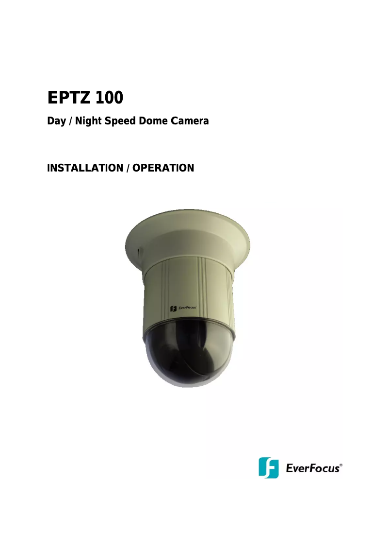 Page n°1 - Manuel utilisateur EverFocus EPTZ100