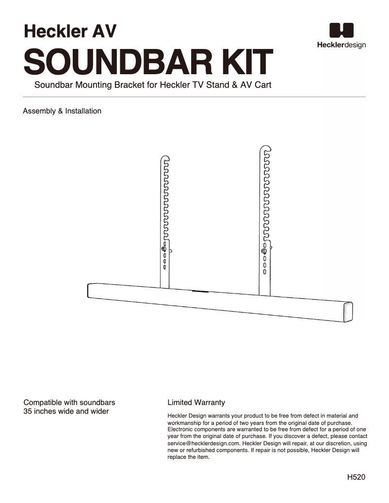 Page 1 de la notice Manuel utilisateur Heckler Design H520-BG