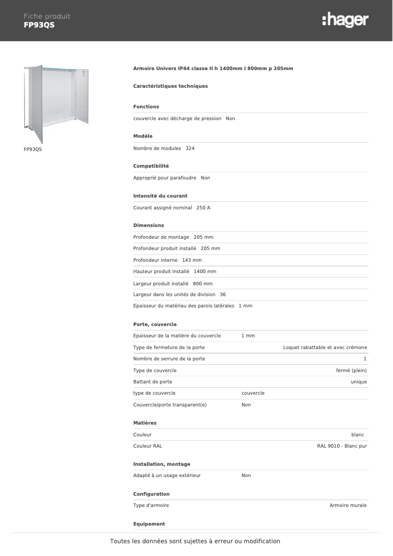 Image de la première page du manuel de l'appareil FP93QS