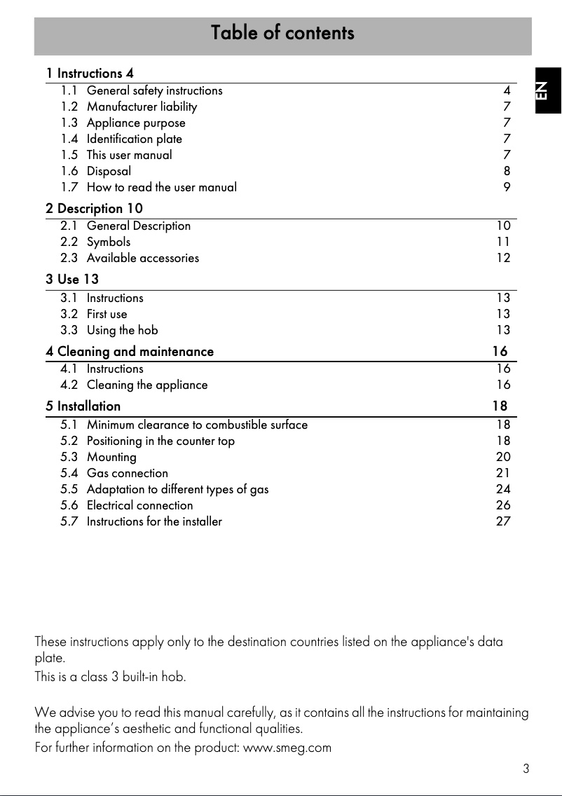 Page 1 de la notice Manuel utilisateur Smeg PGA75-4