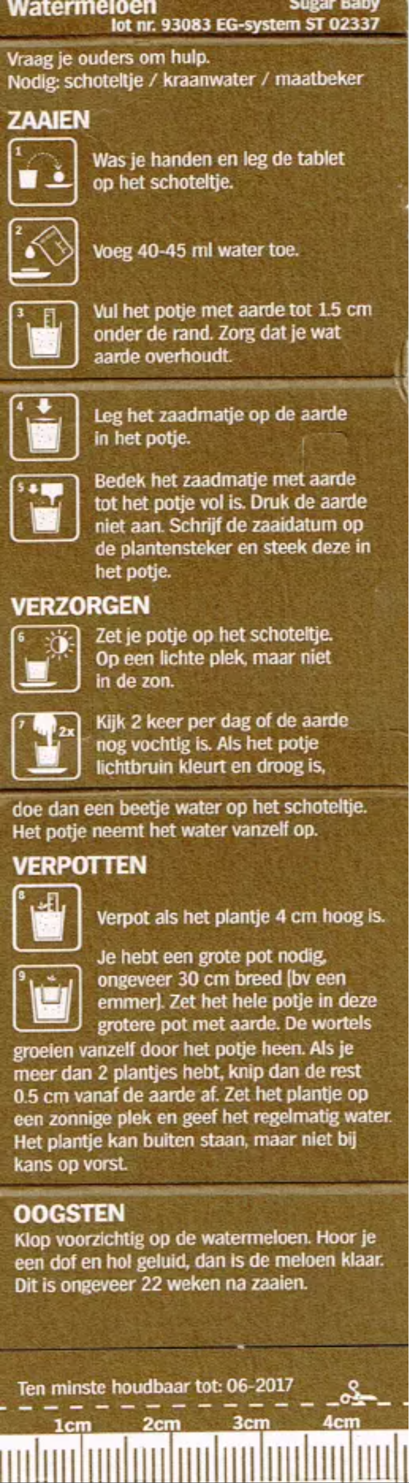Page 1 de la notice Manuel utilisateur Albert Heijn Moestuintje Watermeloen