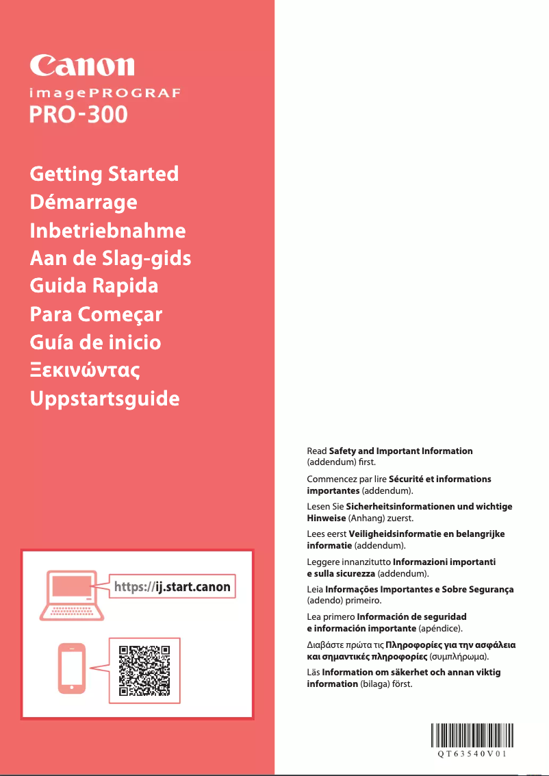 Page 1 de la notice Manuel utilisateur Canon imagePROGRAF PRO-300