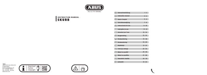 Page 1 de la notice Manuel utilisateur Abus Skurb