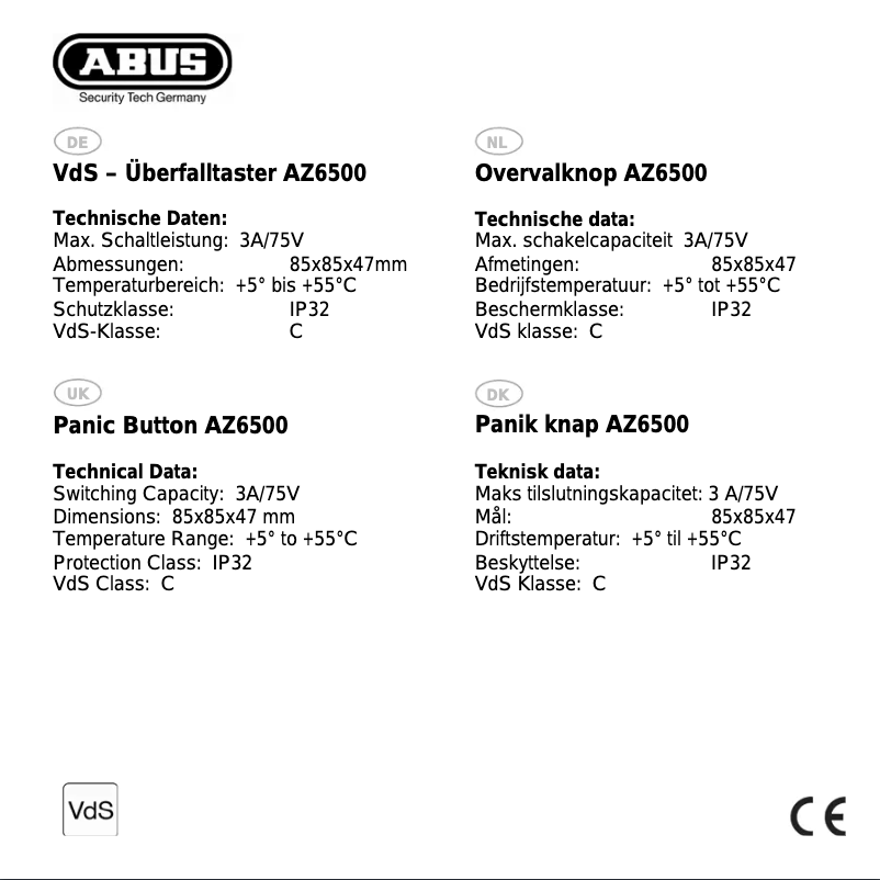 Page n°1 - Mode d'emploi Abus AZ6500