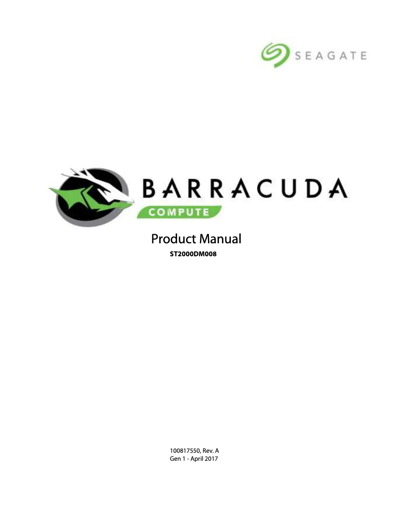 Image de la première page du manuel de l'appareil Barracuda ST2000DM008