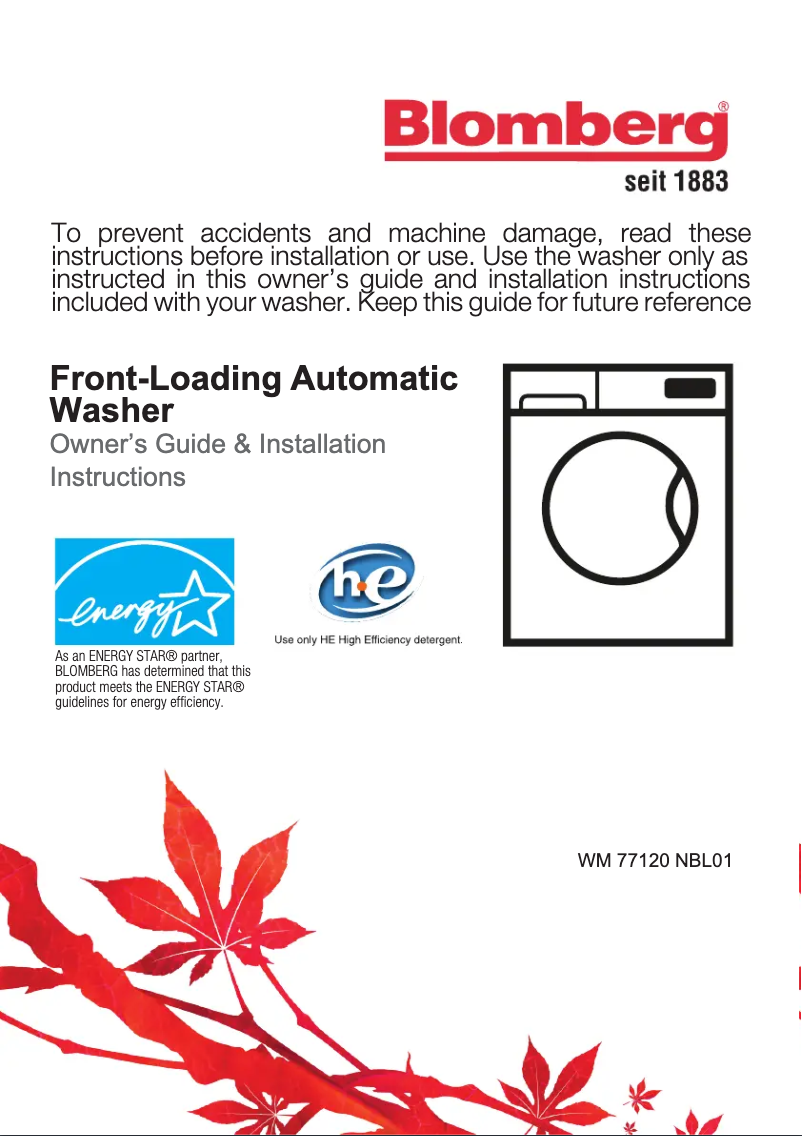 Page 1 de la notice Manuel utilisateur Blomberg WM 77120 NBL01