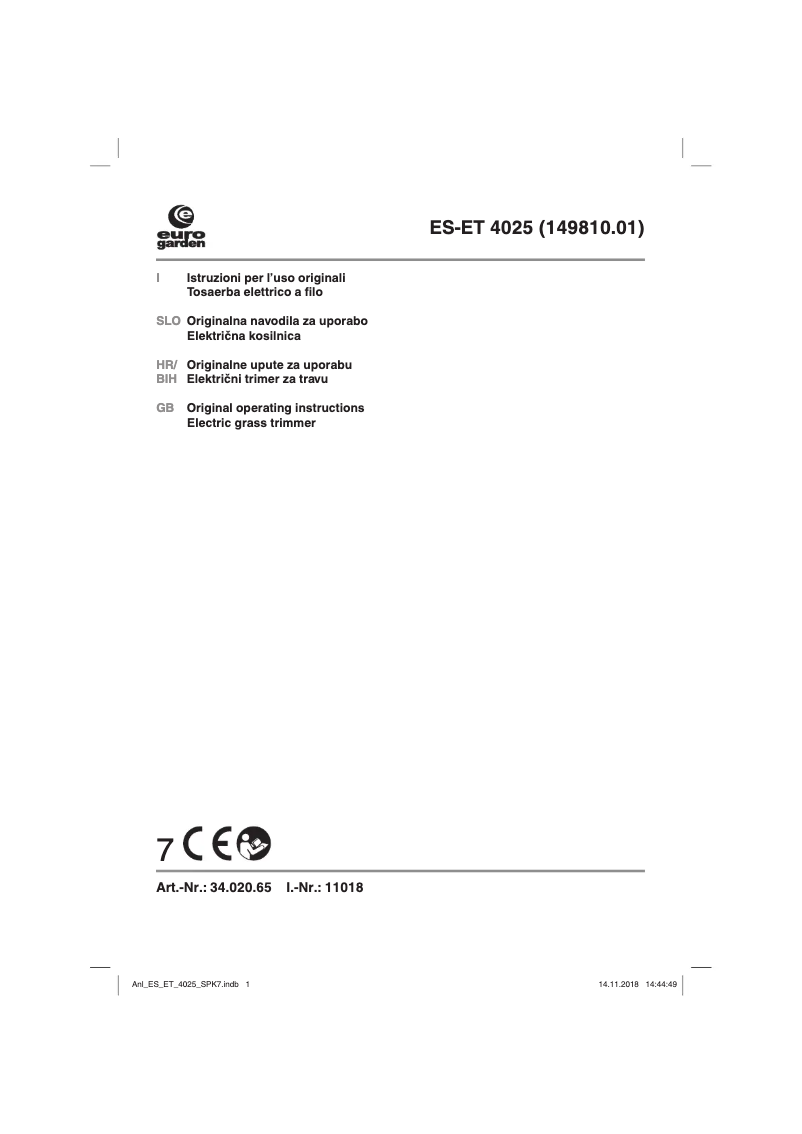Page 1 of the manual User Manual eurogarden ES-ET 4025