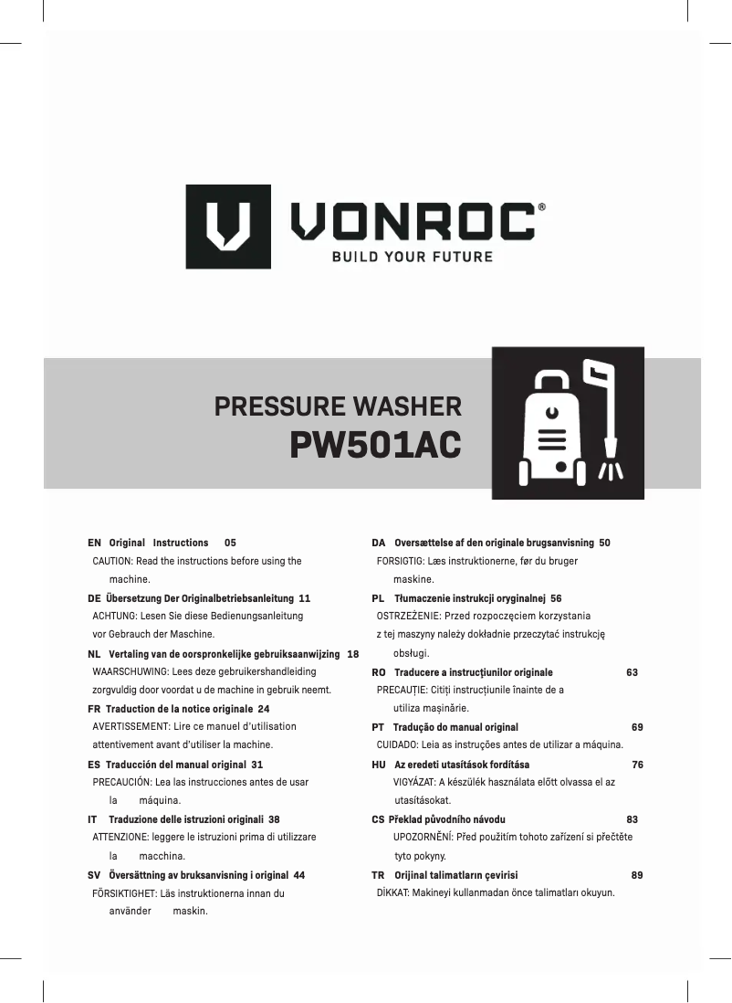 Image de la première page du manuel de l'appareil PW501AC