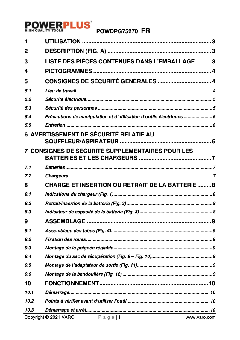 Page n°1 - Manuel utilisateur PowerPlus Dual Power POWDPGSET35