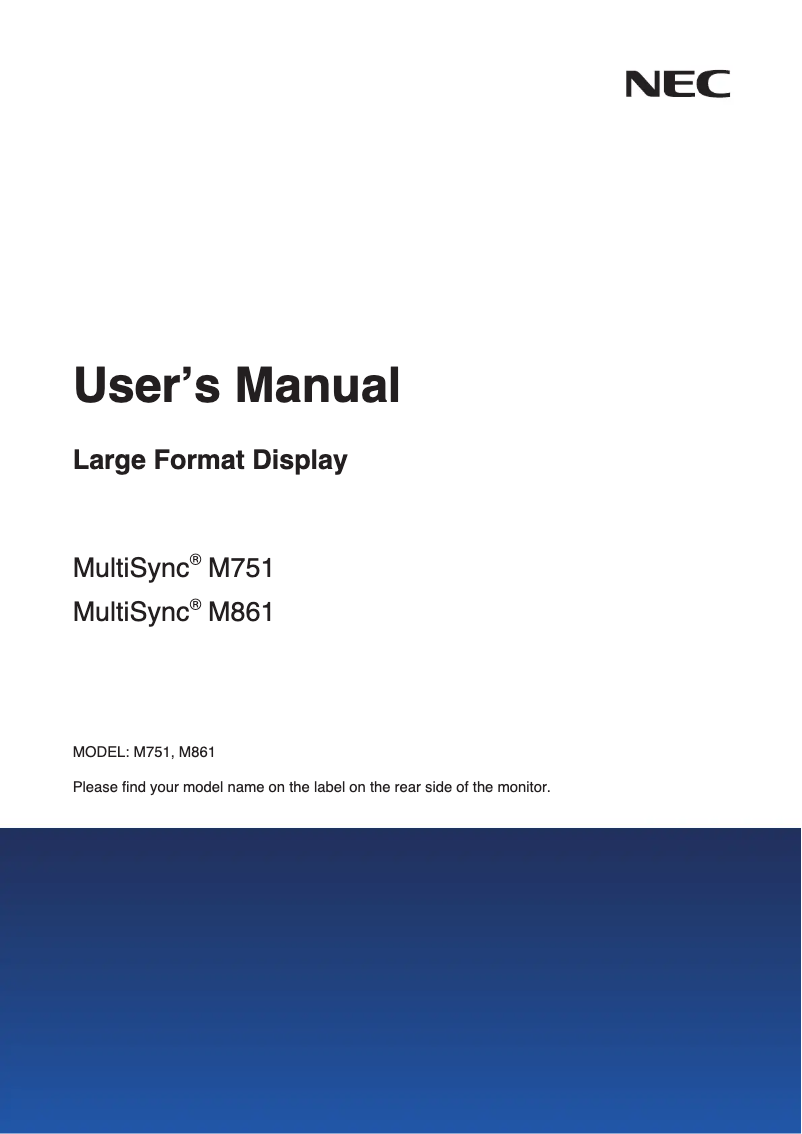 Page n°1 - Manuel utilisateur Sharp MultiSync M751