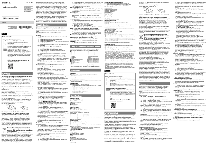 Page n°1 - Manuel utilisateur Sony PHA-3AC