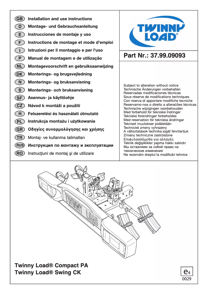 Page 1 de la notice Manuel utilisateur Twinny Load Compact PA