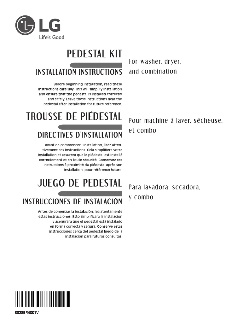 Page n°1 - Guide d'installation LG WDP4B