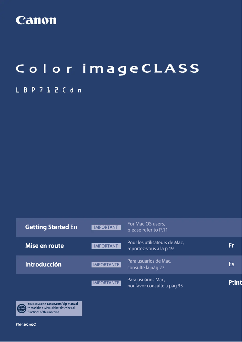 Page 1 de la notice Manuel utilisateur Canon imageCLASS LBP712Cdn