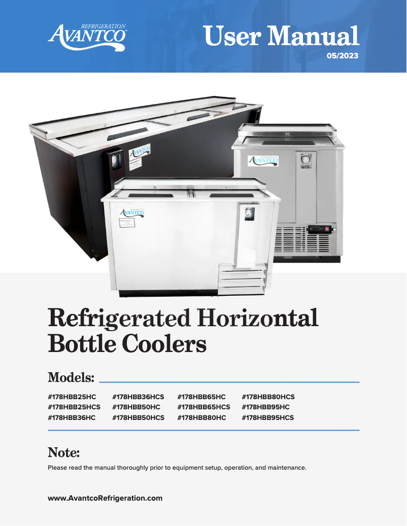 Page n°1 - Manuel utilisateur Avantco HBB-36-HC