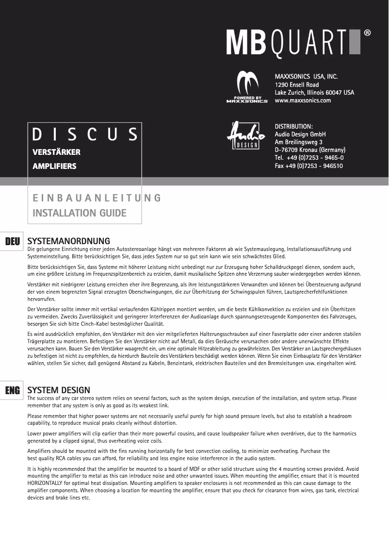 Page n°1 - Manuel utilisateur MB Quart DSC480