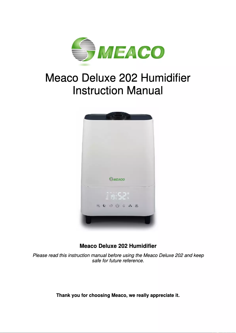 Page n°1 - Manuel utilisateur Meaco Deluxe 202