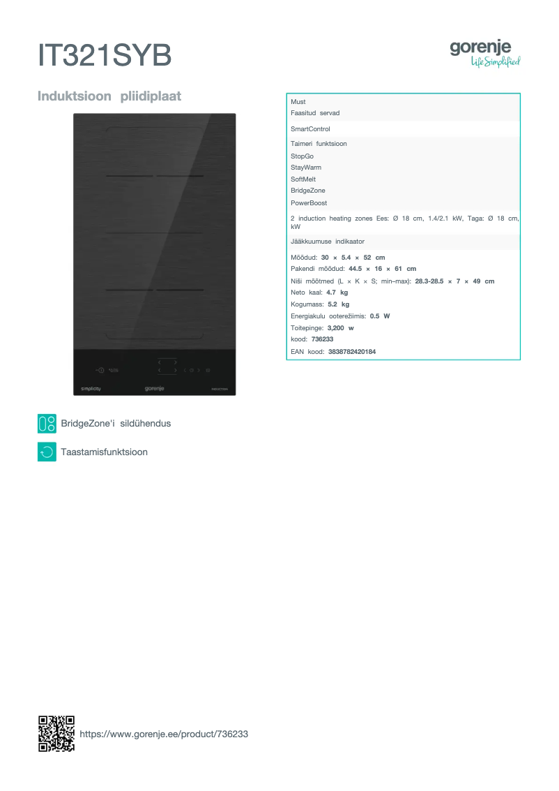 Page n°1 - Manuel utilisateur Gorenje IT321SYB