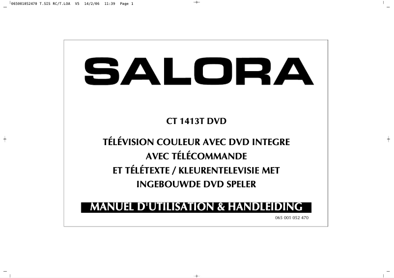 Page n°1 - Manuel utilisateur Finlux CT 1413 T DVD