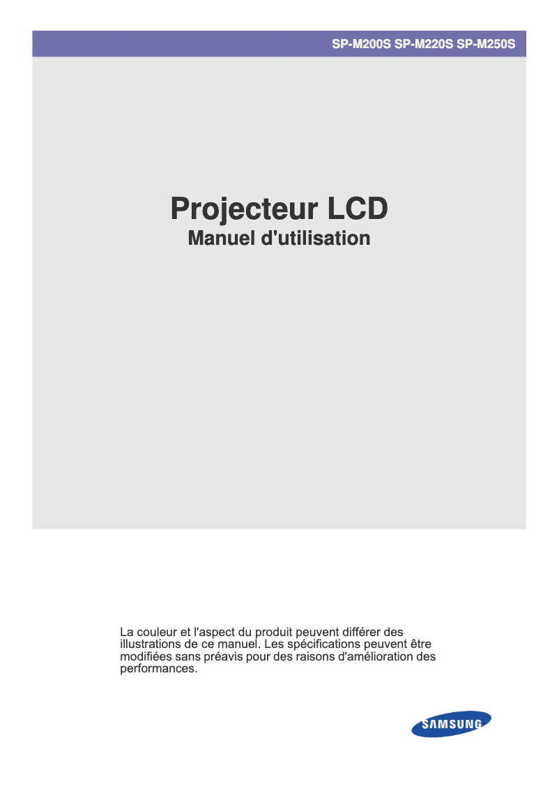 Page n°1 - Manuel utilisateur Samsung SP-M220S