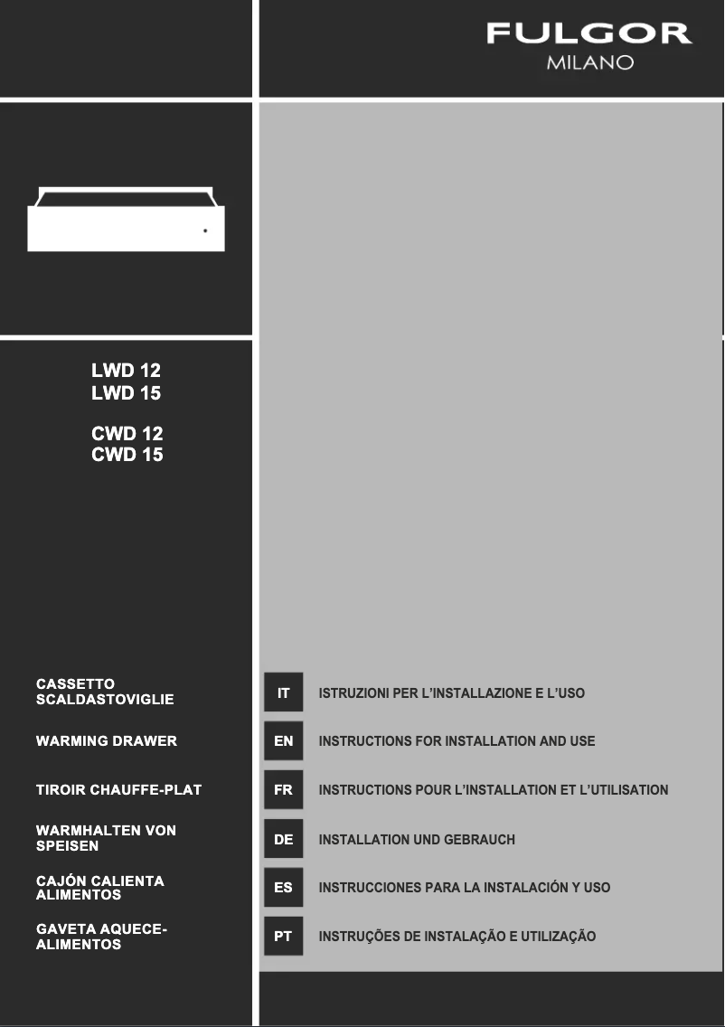 Page 1 de la notice Manuel utilisateur Fulgor Milano LWD 15 BK