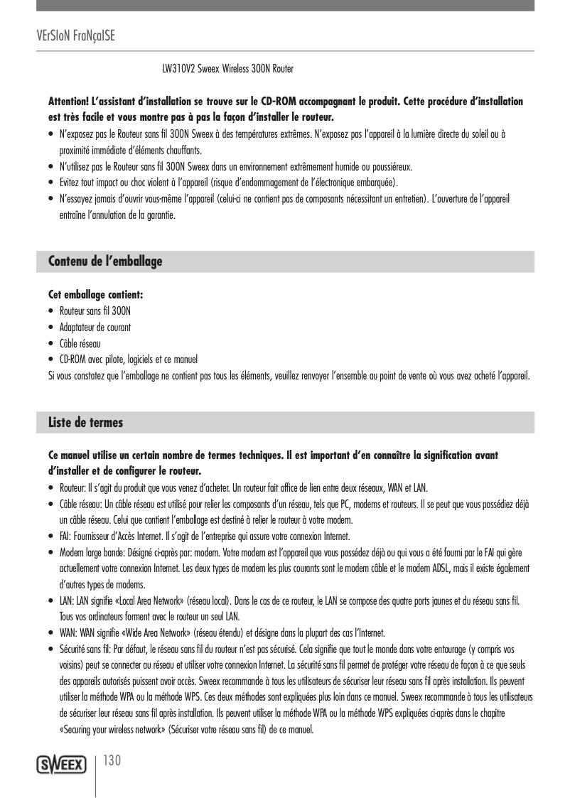 Image de la première page du manuel de l'appareil LW310V2