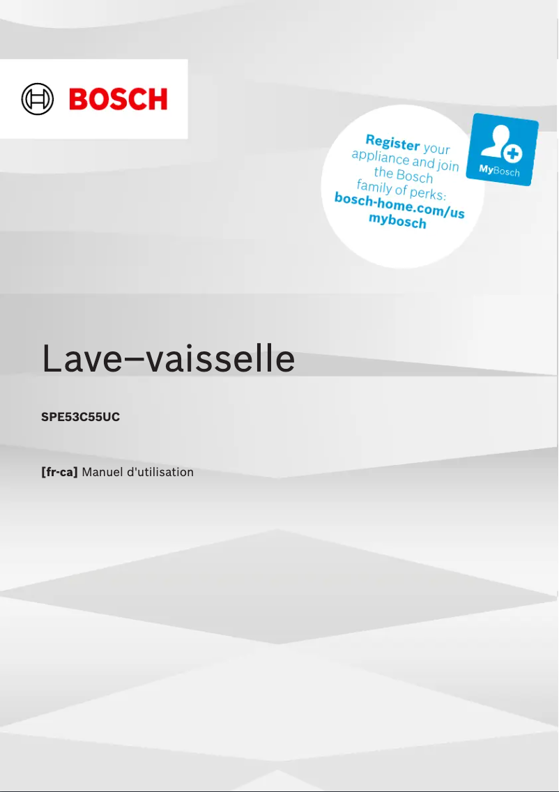 Page n°1 - Manuel utilisateur Bosch SPE53C55UC