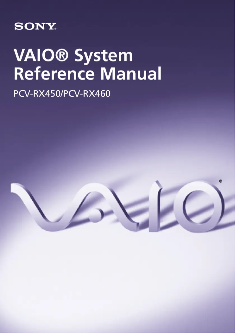 Page 1 de la notice Manuel utilisateur Sony Vaio PCV-RX450