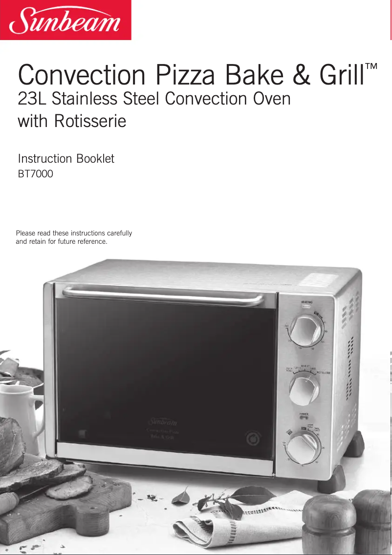 Page 1 de la notice Manuel utilisateur Sunbeam Convection Pizza Bake & Grill BT7000