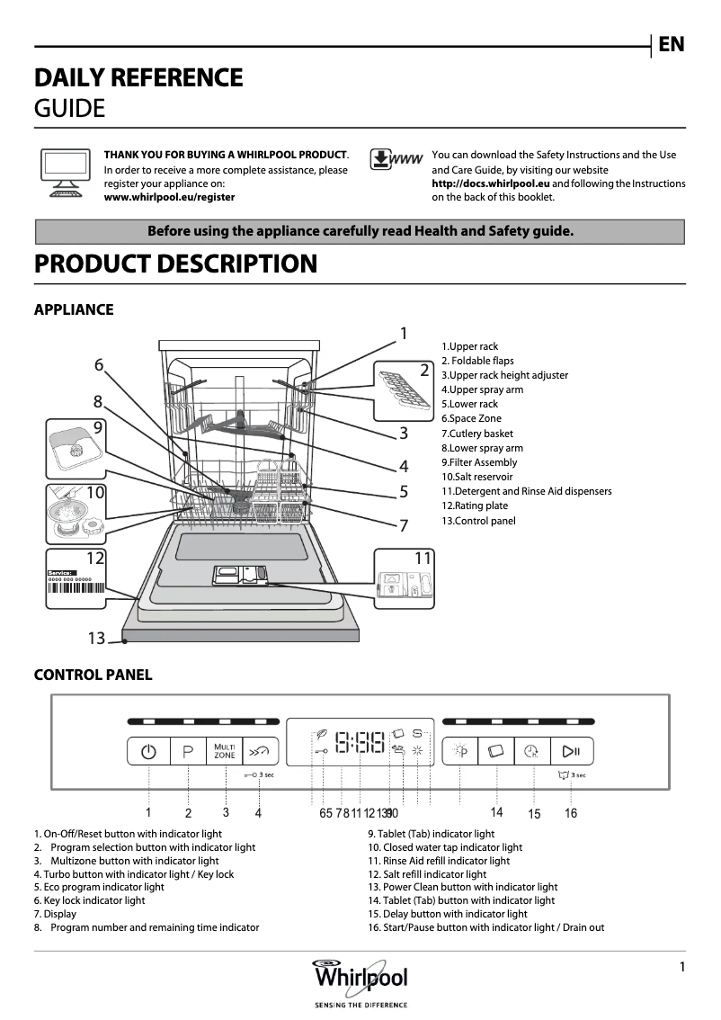 Page n°1 - Mode d'emploi Whirlpool WBO 3T332 P X