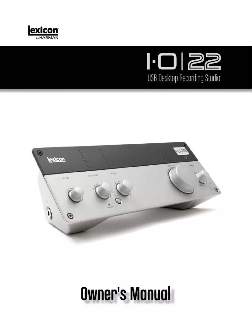 Page 1 de la notice Manuel utilisateur Lexicon I-O 22