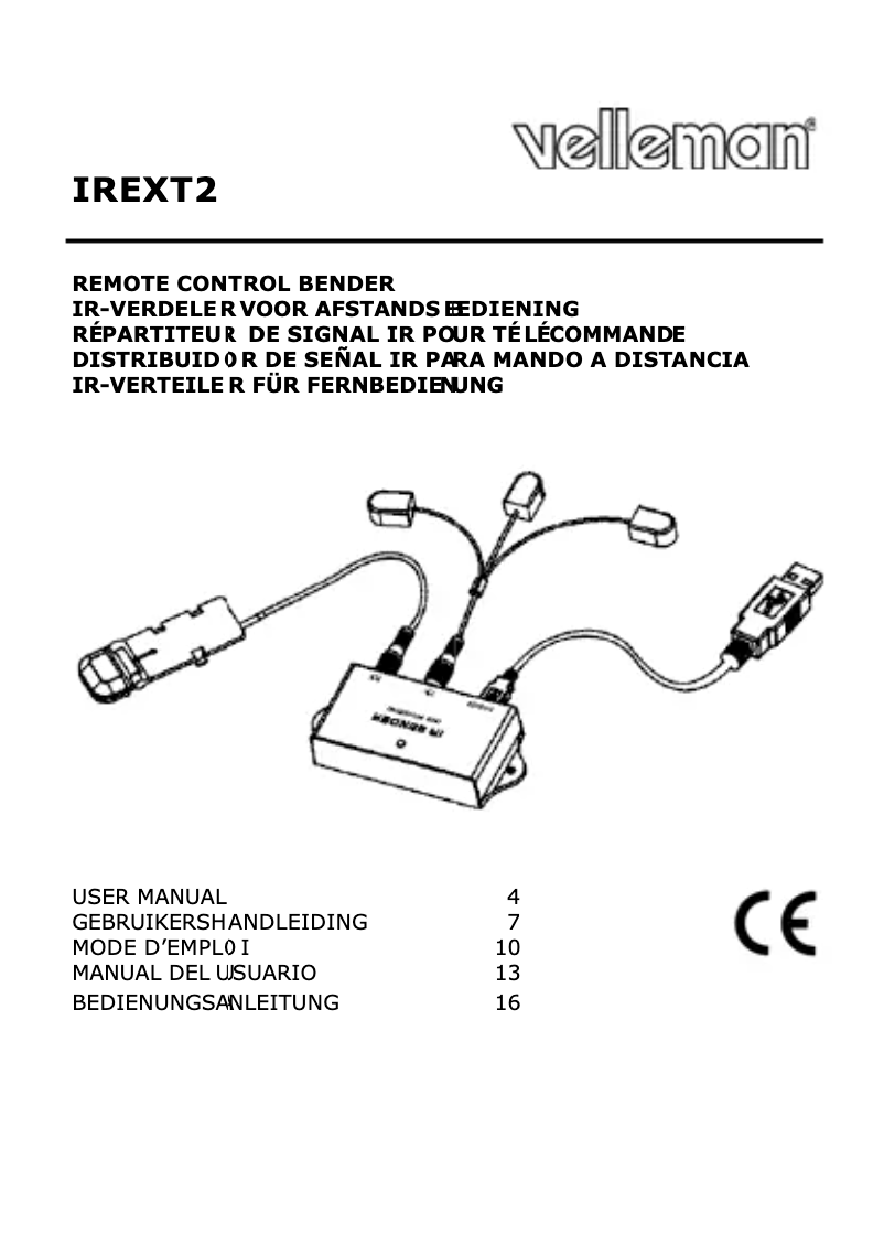 Page 1 de la notice Manuel utilisateur Velleman IREXT2