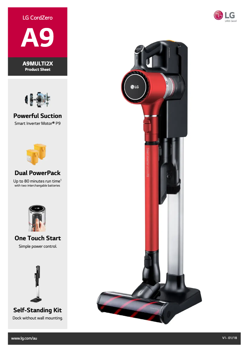Página 1 del manual Ficha técnica LG CordZero A9