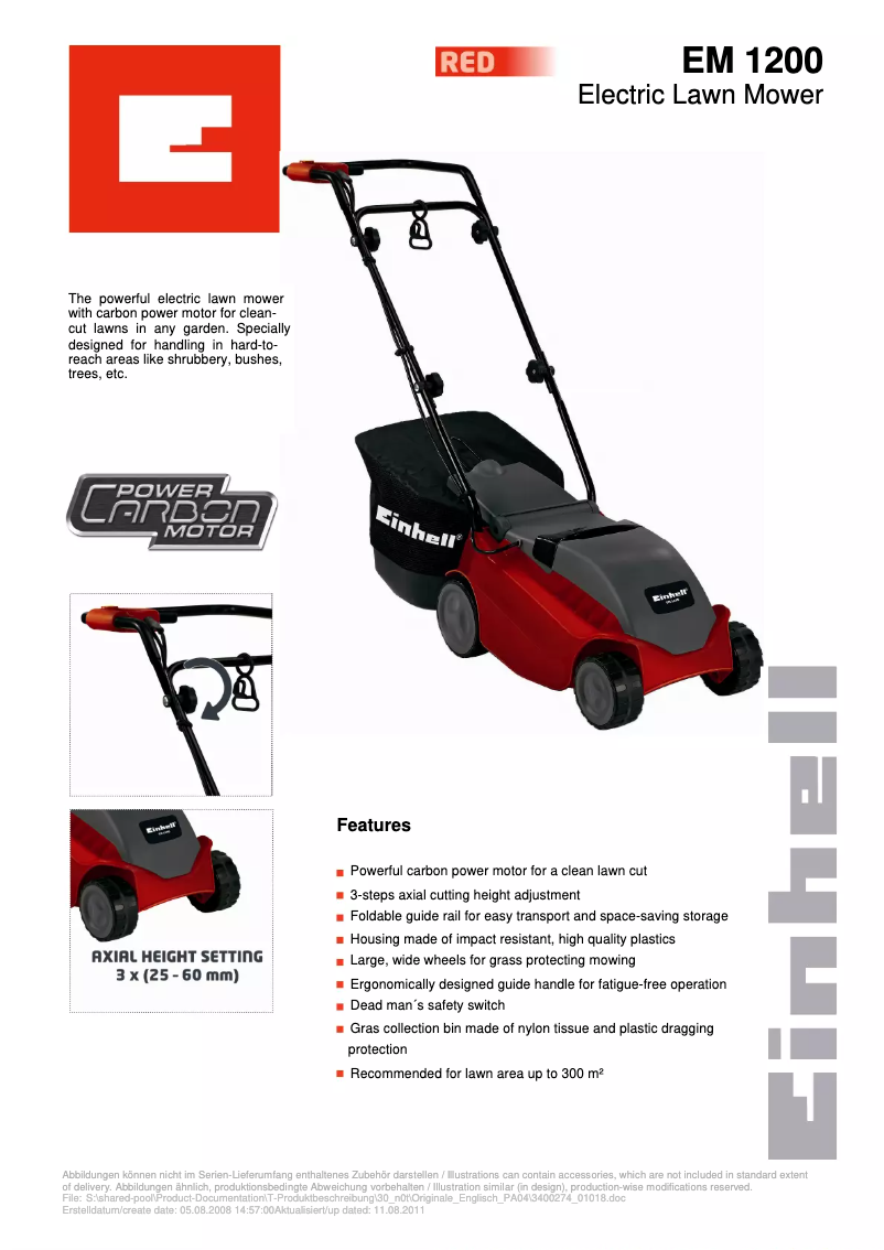 Page 1 de la notice Manuel utilisateur Einhell EM 1200