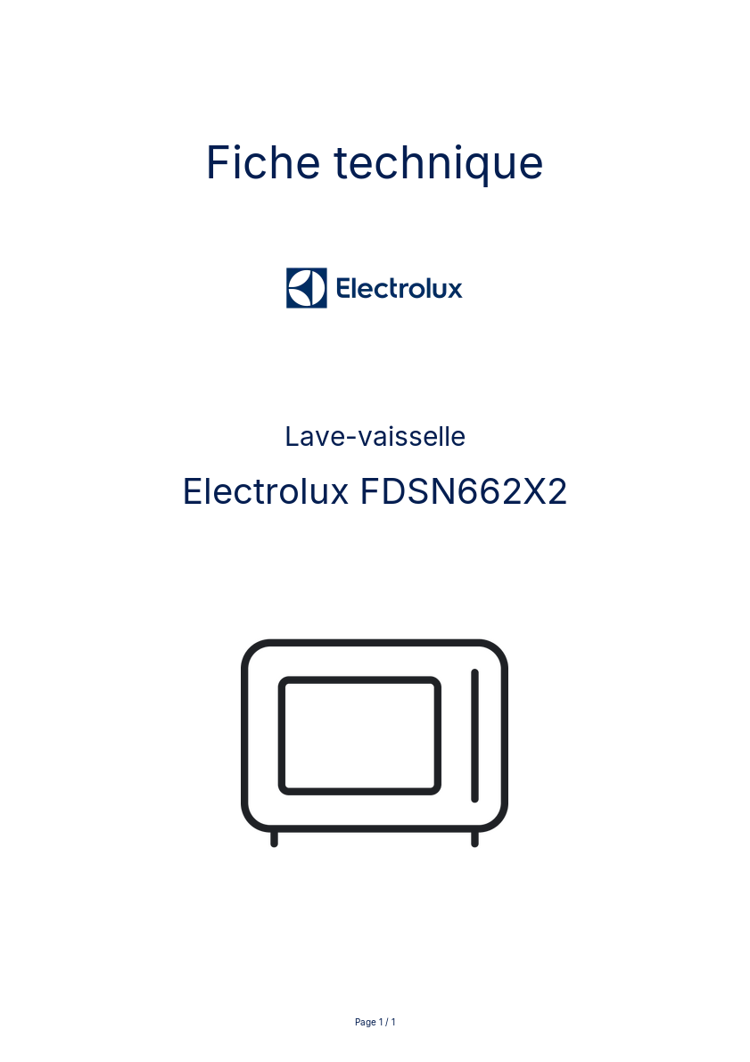 Page n°1 - Fiche technique Electrolux FDSN662X2