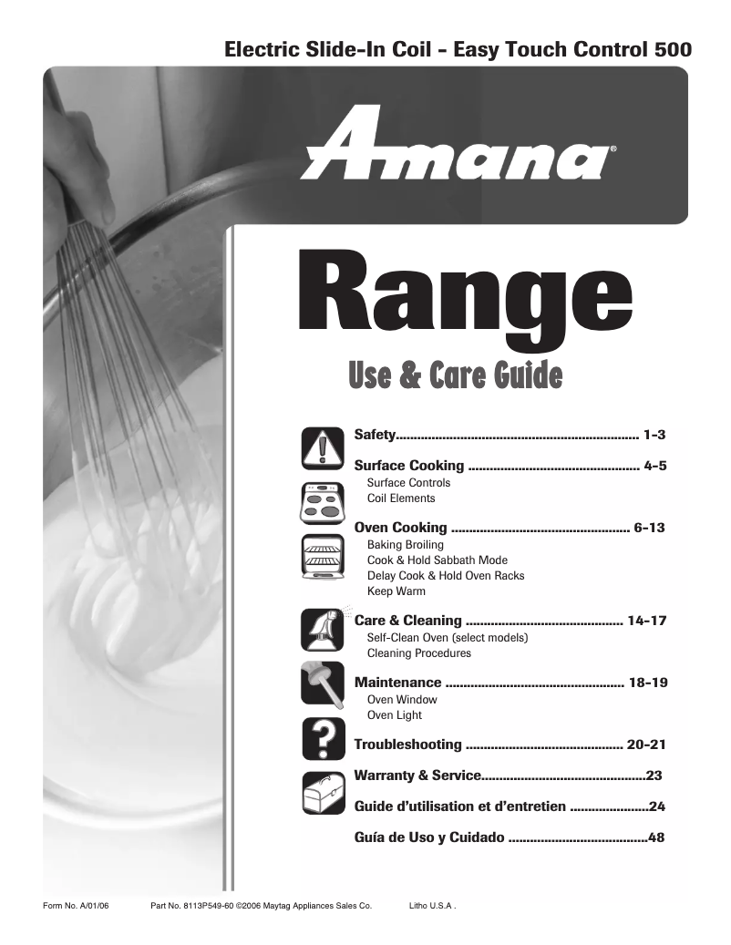 Page n°1 - Manuel utilisateur Amana AES3540BAW