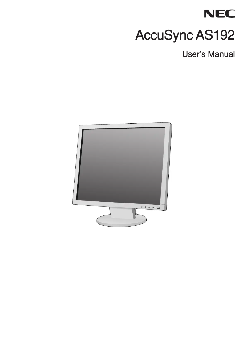 Page 1 de la notice Manuel utilisateur NEC AccuSync AS192