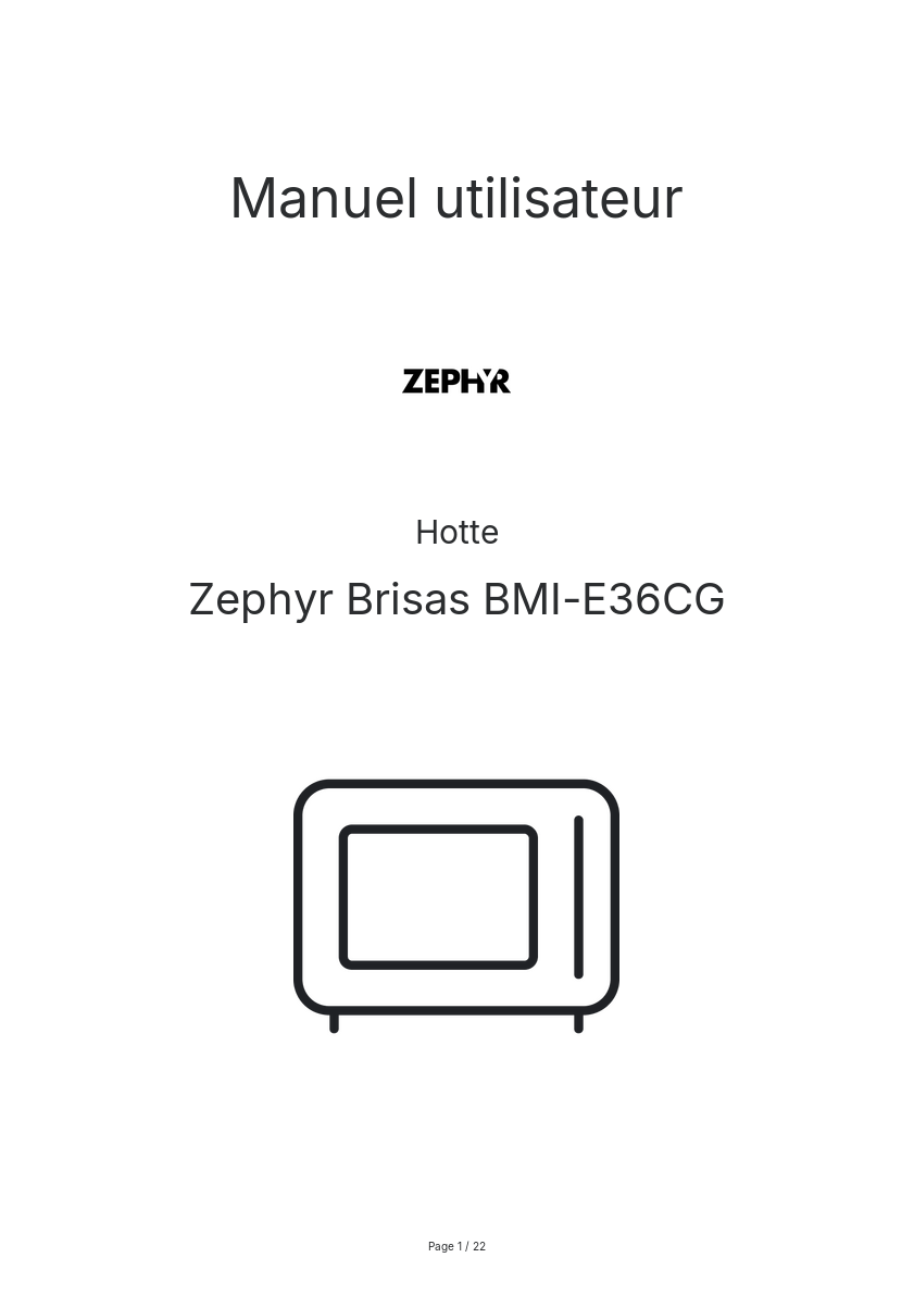 Page n°1 - Manuel utilisateur Zephyr Brisas BMI-E36CG