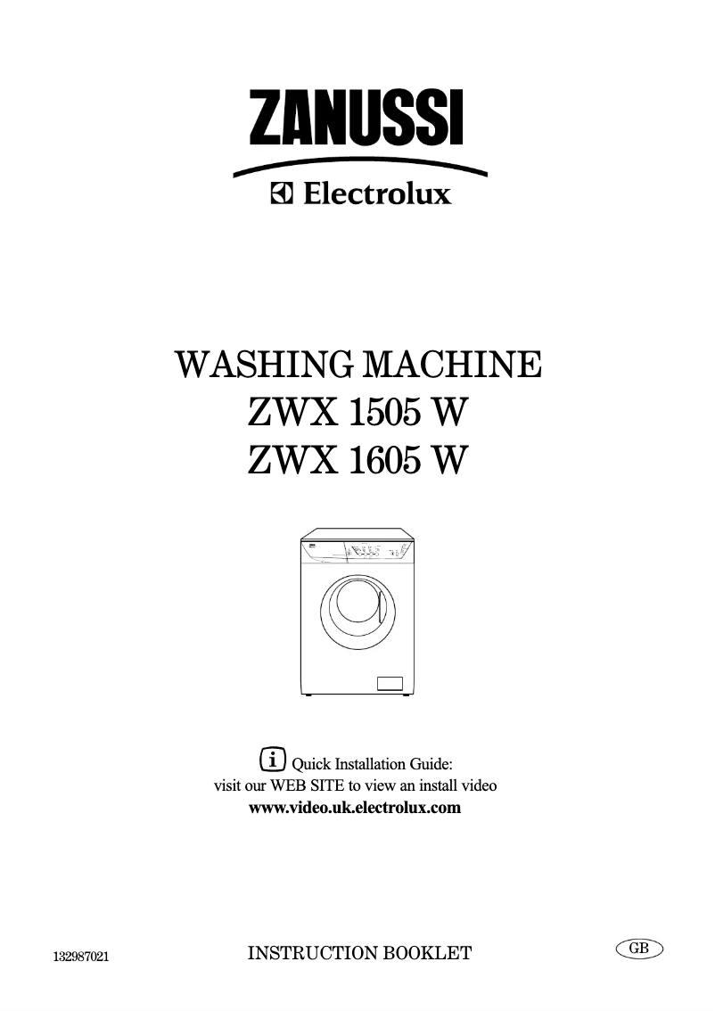 Page 1 de la notice Manuel utilisateur Zanussi-Electrolux ZWX 1605 W